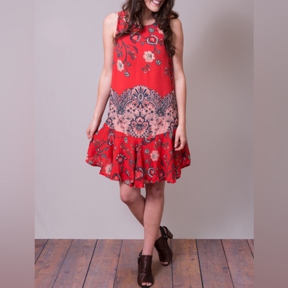 [ INTIMATELY by FREE PEOPLE ] Dobby Dot Flouncy Slip in Vintage Red Combo : M - Picture 5 of 11